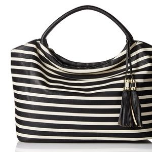 DEL MANO Striped Shoulder Bag with Tassels